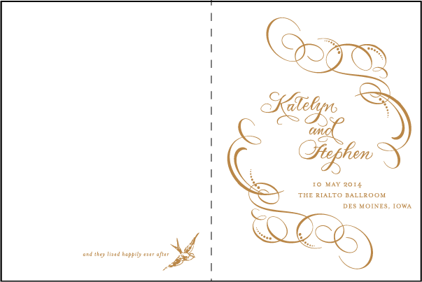 Letterpress wedding program covers 